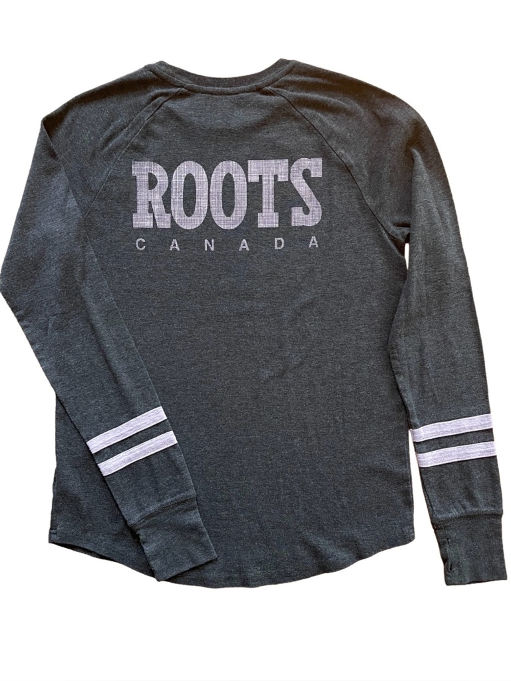 Roots Canada Charcoal & Lavender Purple Graphic Long Sleeve Tee